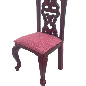 Dolls House Mahogany Salmon Side Chair Miniature Dining Room Furniture 1:12