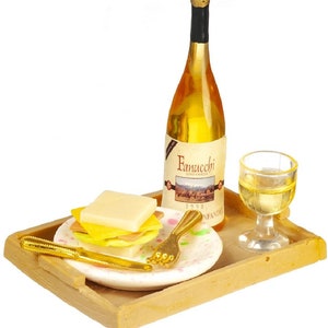Dolls House Wine & Cheese Snack sul vassoio In miniatura Cibo Accessorio per sala da pranzo