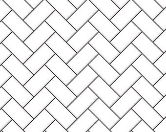 Dolls House White Herringbone Metro Tiles Dark Grout Gloss Card Flooring 1:12