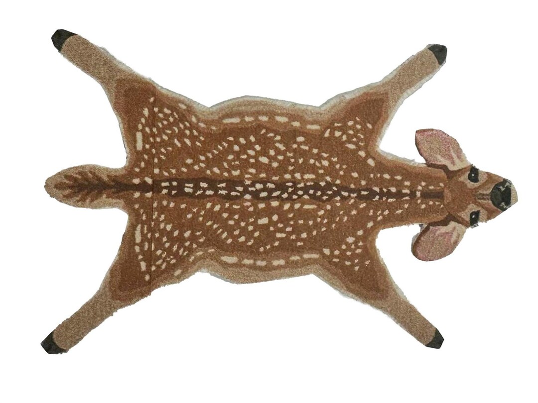 Dolls House Deer Rug Modern Animal Play Mat Nursery Accessory Printed ...