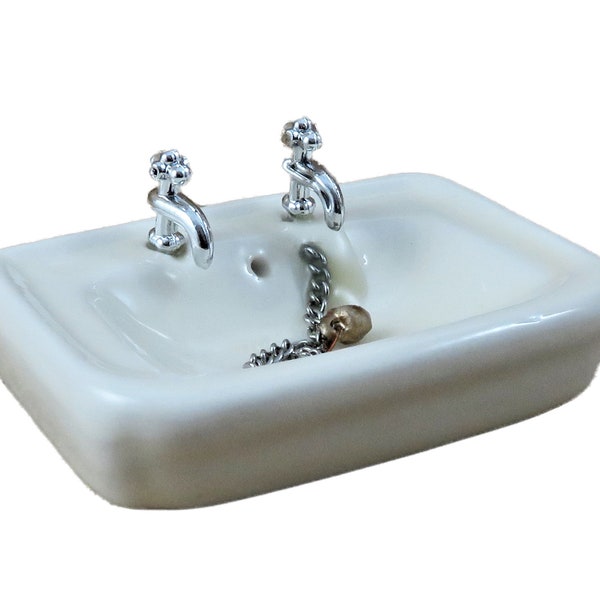 Dolls House Rectangular Porcelain Sink Basin Miniature 1:12 Bathroom Furniture