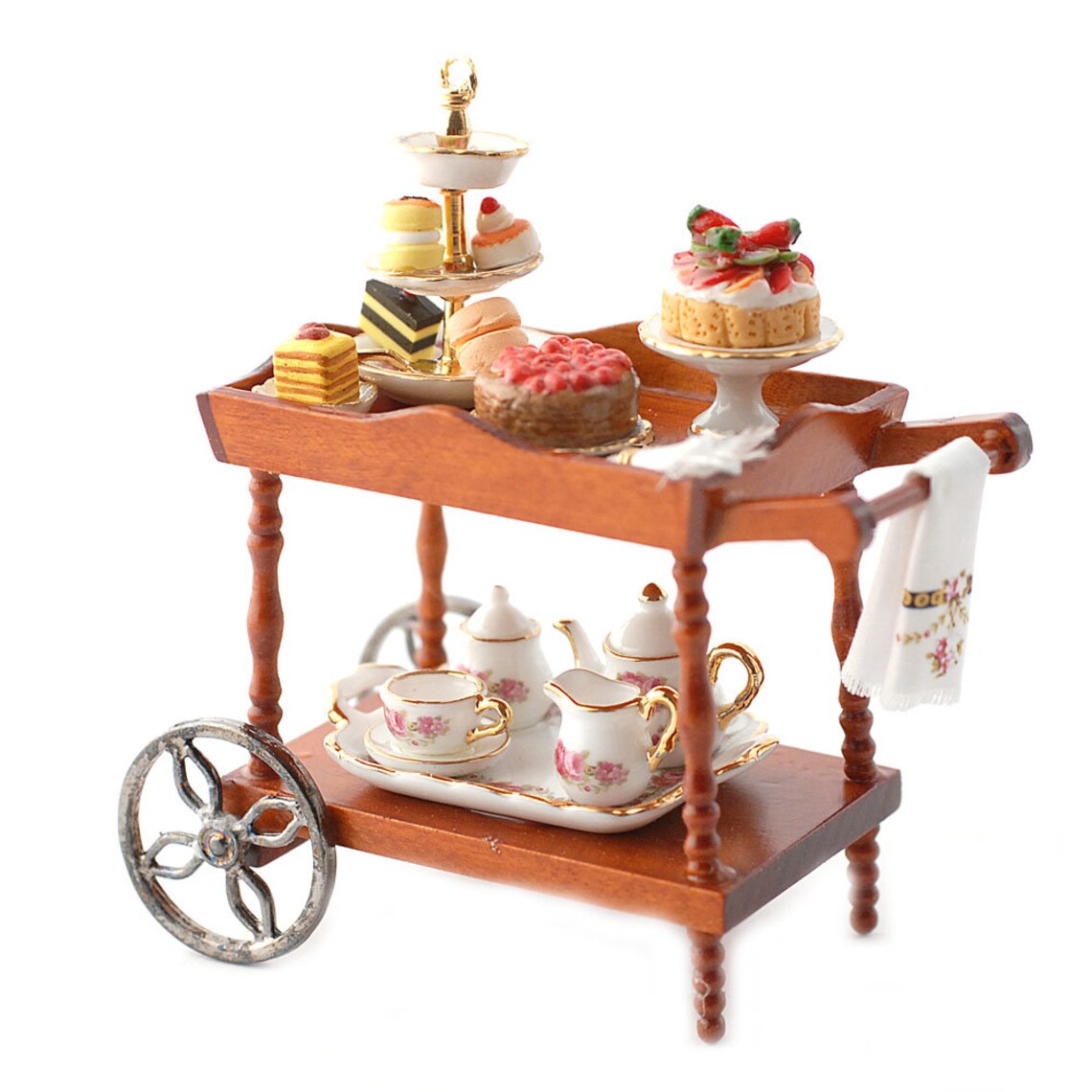 Dolls House Afternoon Tea Cart Serving Trolley Miniature Reutter ...