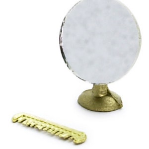 Dolls House Shaving Mirror &amp; Comb Miniature 1:12 Bathroom Bedroom Accessory