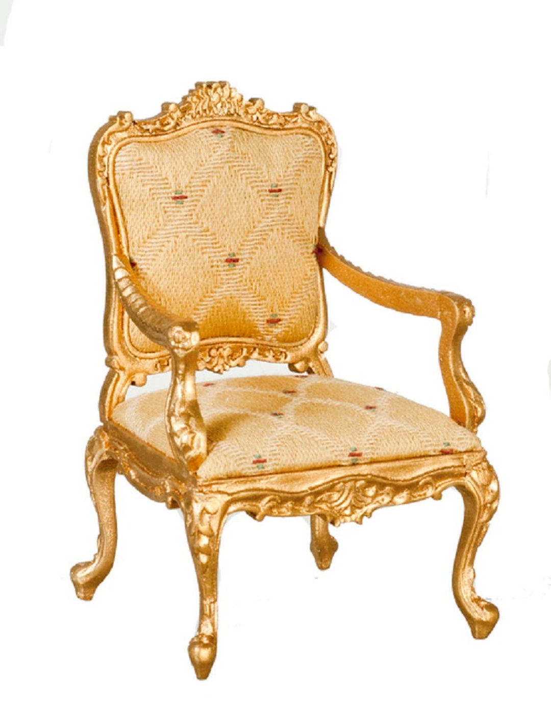 Dolls House Gold Louis XV Rococo Armchair Miniature JBM Living 