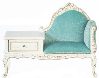 Dolls House White Gossip Bench Telephone Table Hand Painted JBM Hall Furniture