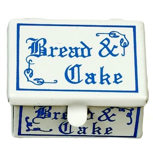 Dolls House Blue &amp; White Cake Tin Bread Bin Box Miniature 1:12 Kitchen Accessory