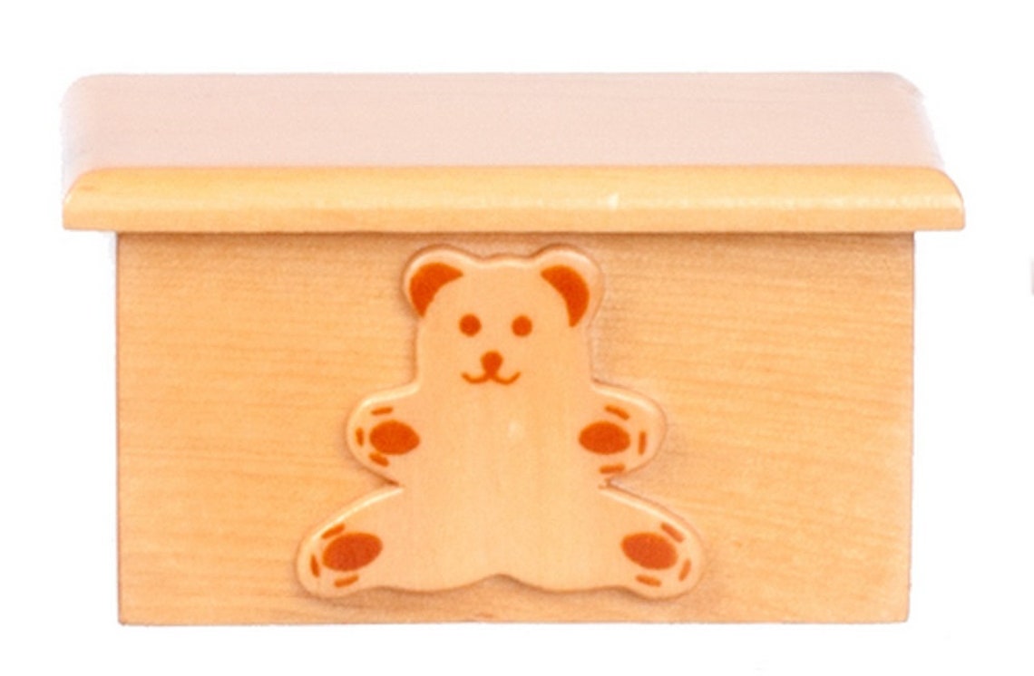 Dolls House Teddy Bear Toy Box Chest Ottoman Light Oak Nursery Etsy