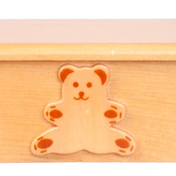 Dolls House Teddy Bear Toy Box Chest Ottoman Light Oak Nursery Furniture