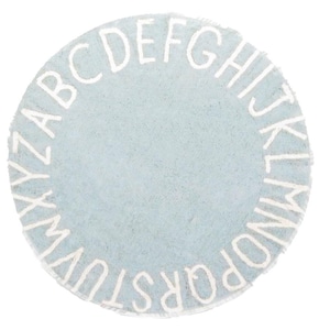 Dolls House Alphabet Rug Blue &amp; White 1:12 Modern Nursery Accessory Printed Card