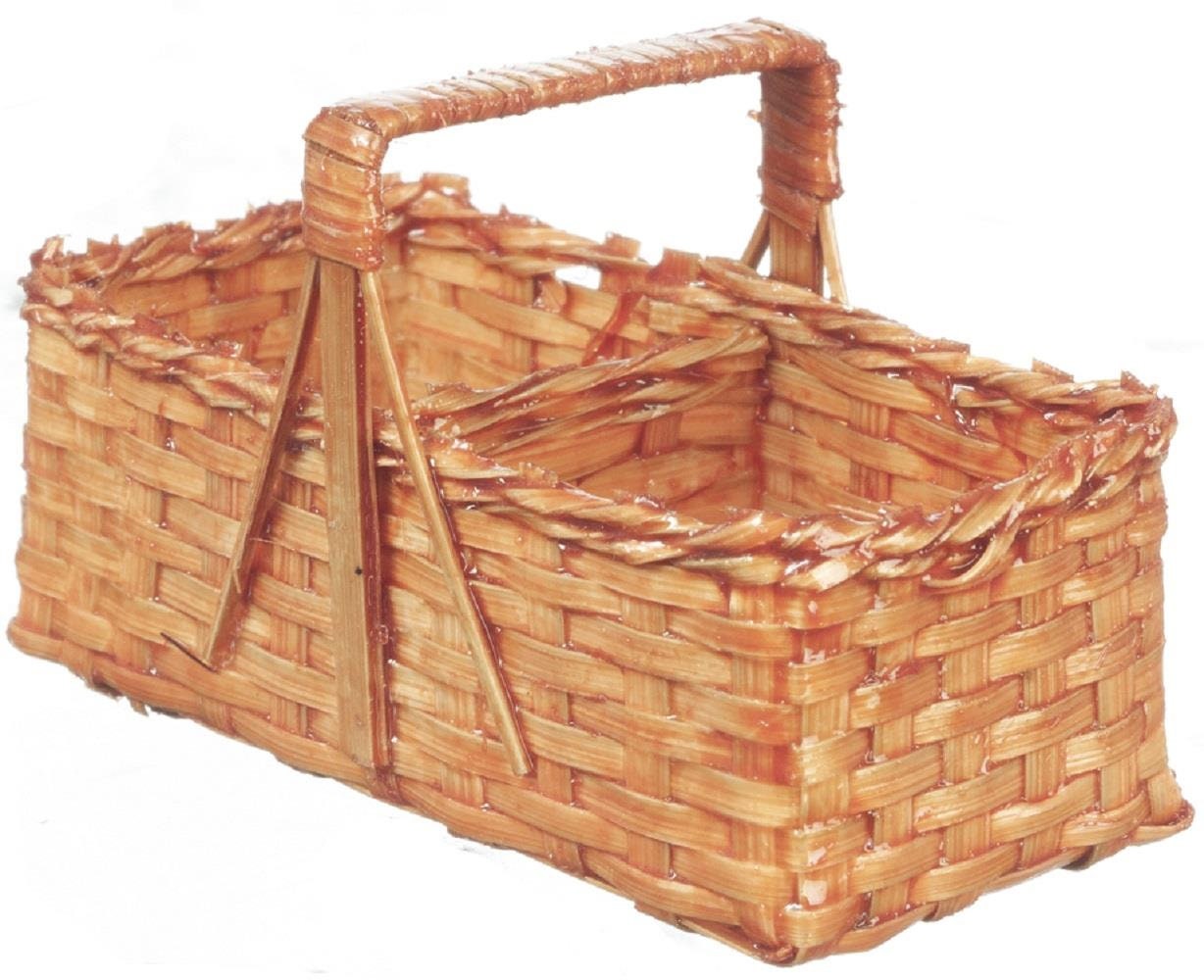 Dolls House Vintage Picnic Basket with Handle Miniature Outdoor Accessory