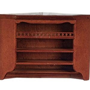 Dolls House Walnut Corner Wall Unit Cabinet JBM Miniature Kitchen Furniture