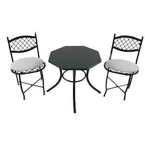 Dolls House Black Wrought Iron Bistro Table Set Miniature Garden Patio Furniture