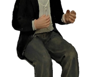 Dolls House Gentleman in Evening Suit Sitting People Resin Figure