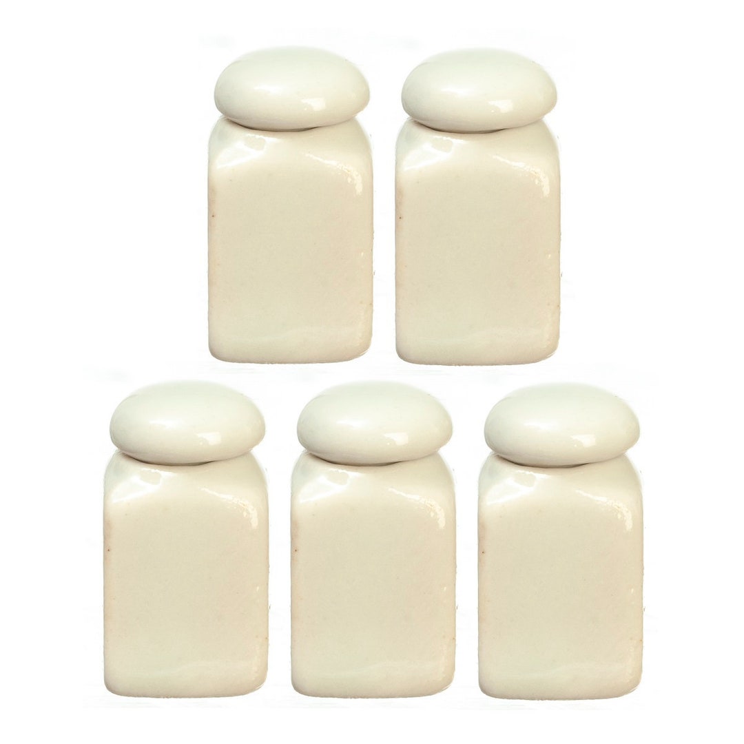 Dolls House Light Grey Canister Set Storage Jars Miniature Kitchen ...