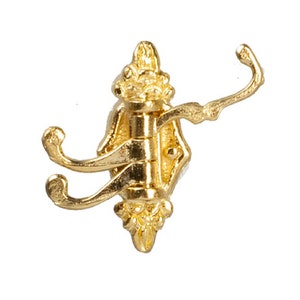 Dolls House Polished Brass Triple Coat Hook Miniature Hall Cloakroom Accessory