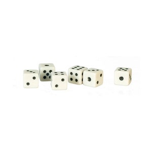 Dolls House Set of 6 White 5mm Dice Miniature Bar Games Room Pub Accessory