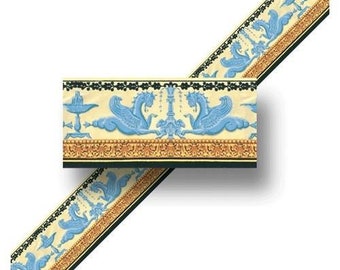 Dolls House Embossed Wallpaper Border Miniature Print 1:12 Scale Gofrado Blue
