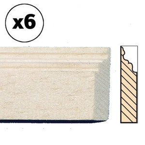 Dolls House Bare Wood Skirting Board Baseboard Pack of 6 45cm 17.5&quot; Long