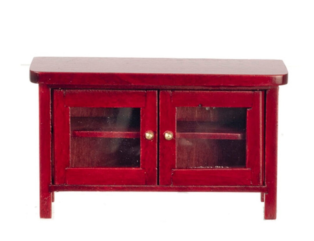 Dolls House Modern Mahogany TV Stand Miniature Living Room