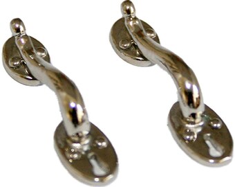 Dolls House 2 Chrome Brass Cabinet Cupboard Handles Pulls Miniature 1:12 Scale