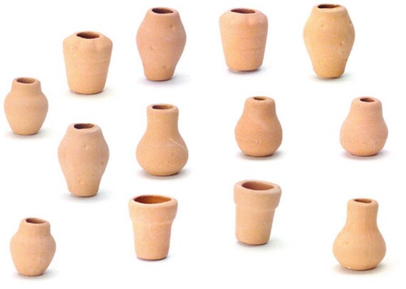 Melody Jane Dolls House 2 Large Clay Terracotta Plant Pots Garden Accessory Melody Jane Dolls House 2 Large Clay Terracotta Plant Pots Garden Accessory