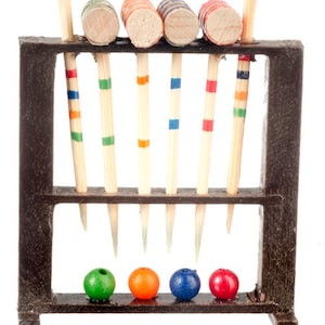 Dolls House Wooden Croquet Set Miniature Games Garden Accessory