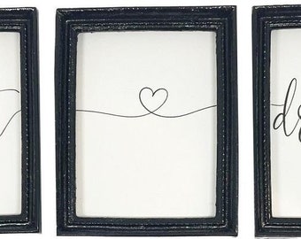 Dolls House Sweet Dreams Heart Picture Black Frames Modern Miniature Accessory