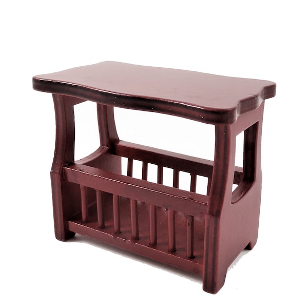 Dolls House Mahogany Magazine Paper Rack Side Table Living Room Furniture