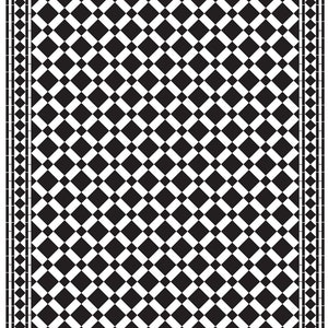 Dolls House Emporium Mono Victorian Tile Floor Black &amp; White Gloss Card Sheet