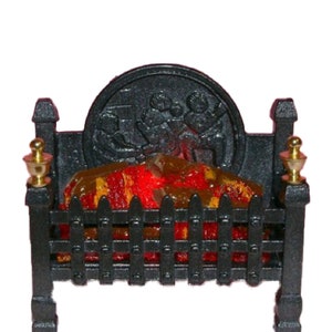 Dolls House Regal Glowing Log Fire Light up Miniature Fireplace Accessory 12V