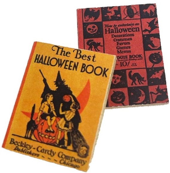 Dolls House Old Fashioned Halloween Books Miniature Nursery Bedroom Accessory