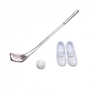 Dolls House Golf Club Ball &amp; Shoes Miniature 1:12 Scale Game Set Accessory