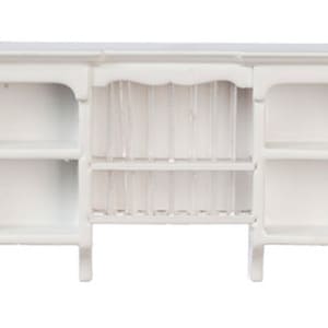 Dolls House White Wooden Wall Cupboard with Plate Rack Kitchen Furniture 1:12