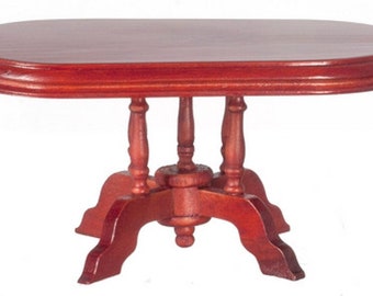 Dolls House Oval Mahogany Table Miniature Wooden Dining Room Furniture 1:12