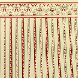 Dolls House Stampa in miniatura Rosso Crema Regency Stripe Wallpaper
