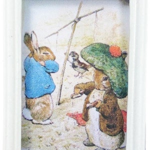 Dolls House Peter Rabbit &amp; Benjamin Bunny Beatrix Potter Nursery Picture 1:12