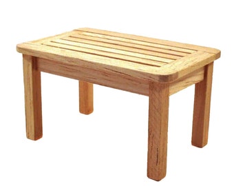 Dolls House Bare Wood Garden Coffee Table Miniature Wooden Patio Furniture 1:12