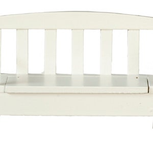 Witte poppenhuisbank met opbergruimte Miniatuur tuinterrasmeubilair 1:12
