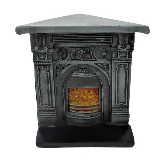 1.12 Scale Black Metal Corner Fireplace Dolls House Miniature 