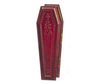 Dolls House Mahogany Coffin JBM Miniature Church Funeral Halloween Accessory