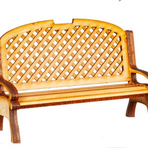 Maison de poupées Treillis en bois Banc de jardin Miniature Mobilier de parc extérieur