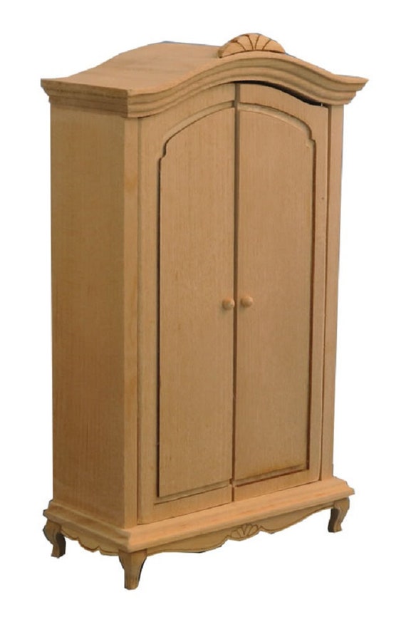 Melody Jane Puppenhaus Miniatur-Kleiderschrank 1:12 – Holz, Weiß, Mit öffbaren Türen Und Schubladen, 80x90 Mm