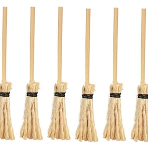 Dolls House 6 Besom Brooms Witches Broomstick Kitchen Garden Halloween Accessory
