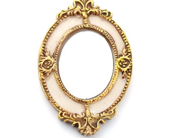Dolls House Victorian Oval Mirror in Ornate Gold Frame Miniature Wall Accessory