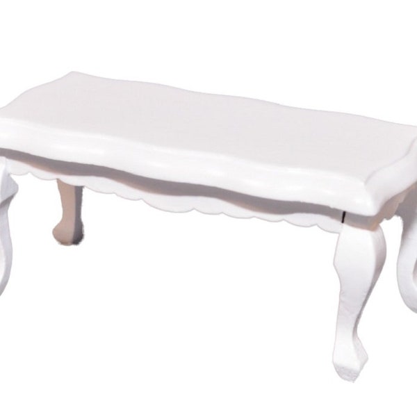 Dolls House White Scalloped Coffee Table Shabby Chic Living Room Furniture