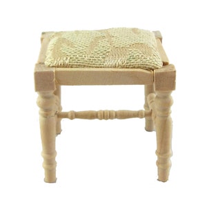 Dolls House Bare Wood Cream Dressing Table Stool Unfinished Bedroom Furniture