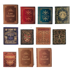 Dolls House 11 Books and Journals with Pages Miniature Study School Accessory