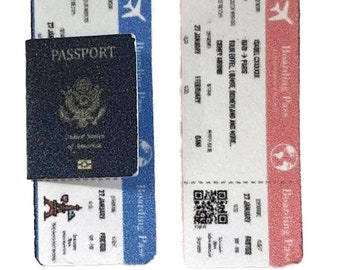 Dolls House Passport with Boarding Passes Miniature Holiday Accessory 1:12 Scale