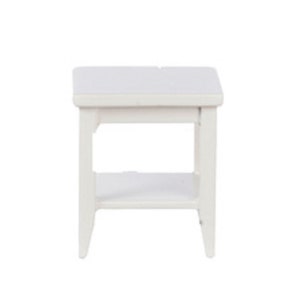 Dolls House White Retro Side Table with Shelf Modern Living Room Furniture
