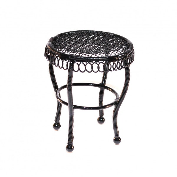 Maison de poupées Fil Noir Fer Forgé Jardin Table d’Appoint Miniature Patio Meubles